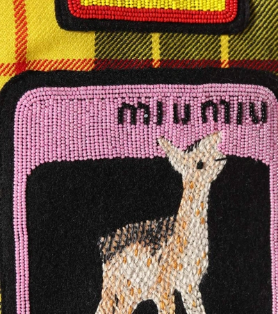 Shop Miu Miu Plaid Miniskirt In Giallo