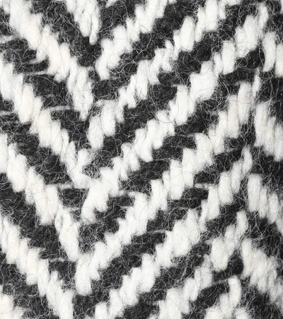 Shop Saint Laurent Herringbone Wool Coat In Black