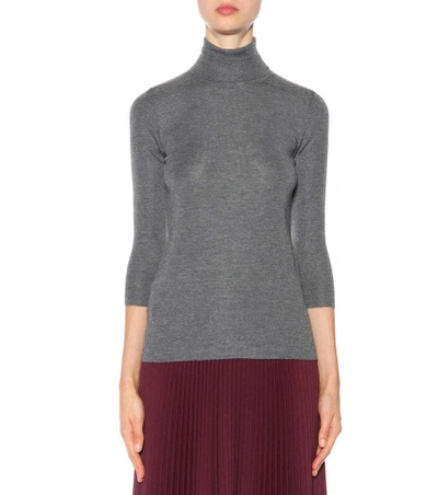 Shop Prada Cashmere And Silk Sweater In Grigio