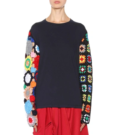 Shop Jw Anderson Cotton And Wool-blend Sweater In Eavy
