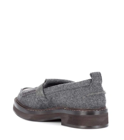 Shop Brunello Cucinelli Felt Loafers In Grey