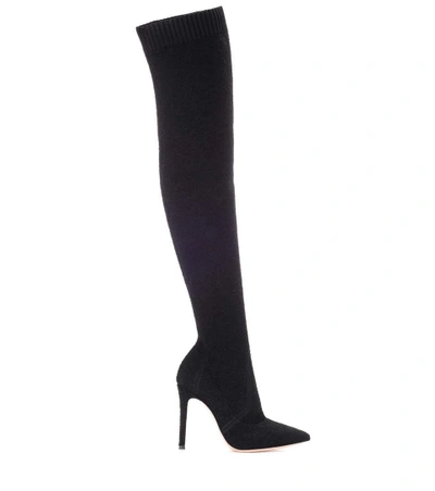 Shop Gianvito Rossi Knitted Over-the-knee Boots In Black
