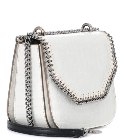 Shop Stella Mccartney Mini Falabella Box Faux-leather Shoulder Bag In Ivory