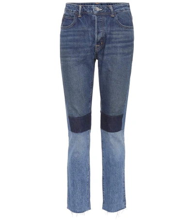 Helmut Lang Patchwork High-rise Crop Slim Jeans, Blue In Vintage Blue