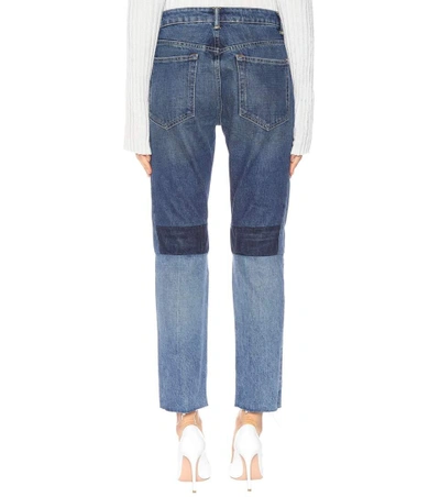 Shop Helmut Lang Patchwork High-waisted Cropped Jeans In Mixed Vietage Llue