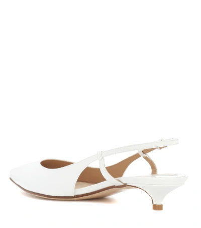 Shop Francesco Russo Patent Leather Sling-back Pumps In White