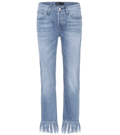 3x1 Wm3 Crop Fringe Denim Jeans In Blue