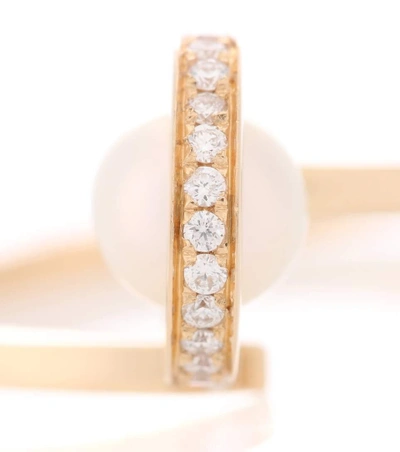 Shop Delfina Delettrez Contrarié 18kt Yellow Gold, Pearl And Diamonds Ring