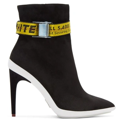 Shop Off-white Black Suede Pointed Ankle Boots