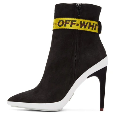 Shop Off-white Black Suede Pointed Ankle Boots