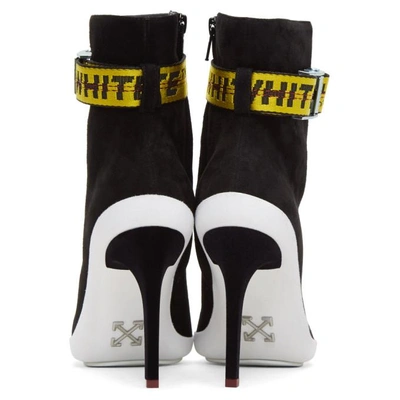 Shop Off-white Black Suede Pointed Ankle Boots