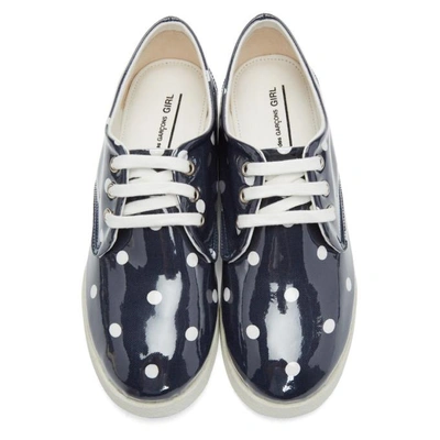 Shop Comme Des Garcons Girl Navy And White Pvc Polka Dot Sneakers In Navy/white