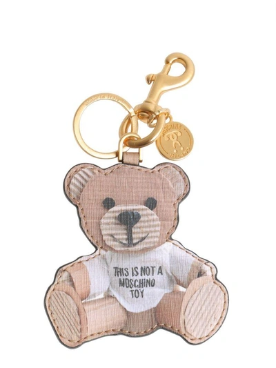 Shop Moschino Teddy Bear Keyfob In Bianco