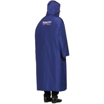 Shop Balenciaga Blue Campaign Logo Raincoat