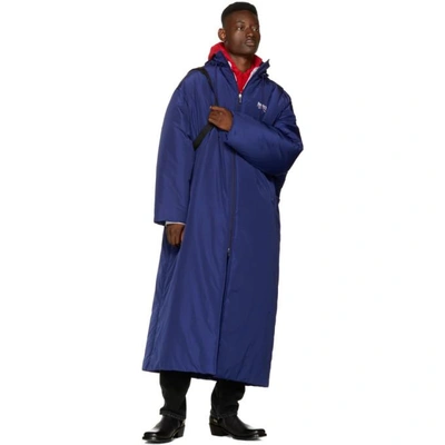 Shop Balenciaga Blue Campaign Logo Raincoat