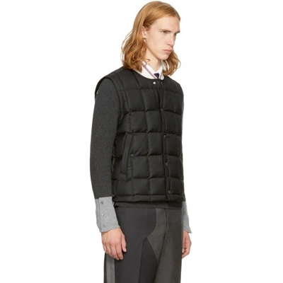 Shop Thom Browne Black Down Wool Button Front Vest