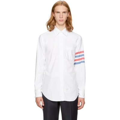 Shop Thom Browne White Classic Four Bar Point Collar Shirt In Rwbwht 960