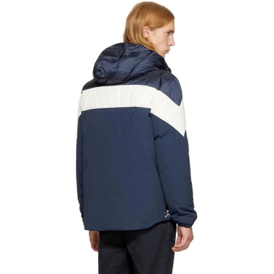 Shop Moncler Navy Down Band Hooded Jacket