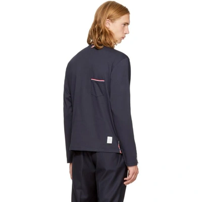 Shop Thom Browne Navy Reconstructed Pocket T-shirt V-neck Cardigan