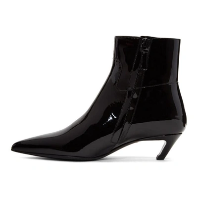 Shop Balenciaga Black Patent Slash Heel Boots