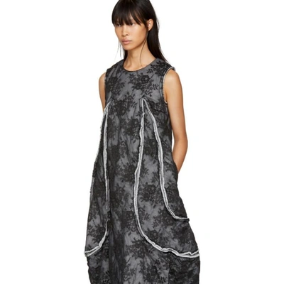 Shop Comme Des Garçons Comme Des Garcons Black Padded Floral Lace Dress In Black X Black