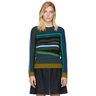 Shop Kenzo Multicolor Broken Stripes Sweater
