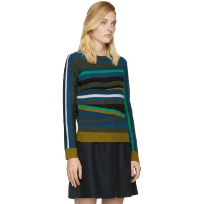 Shop Kenzo Multicolor Broken Stripes Sweater