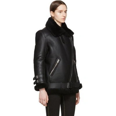 Shop Acne Studios Black Shearling Velocité Jacket