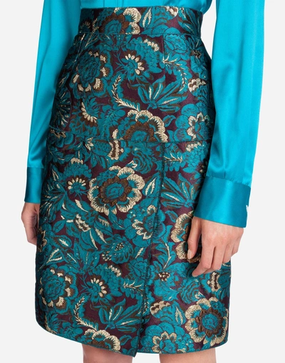Shop Dolce & Gabbana Lurex Jacquard Skirt In Azure