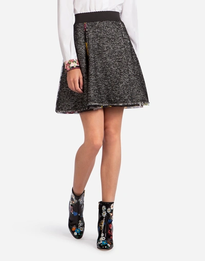 Shop Dolce & Gabbana Skirt With Printed Details In Gray