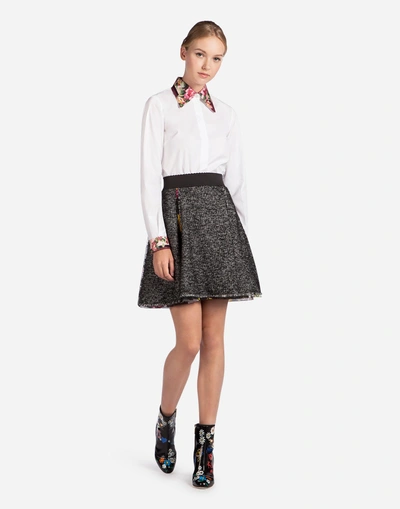 Shop Dolce & Gabbana Skirt With Printed Details In Gray