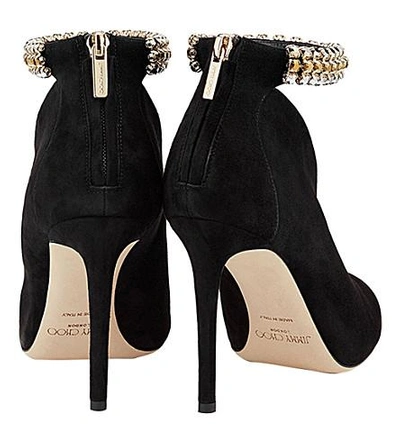 Shop Jimmy Choo Lux 100 Suede Heeled Ankle Boots In Black/gold Mix