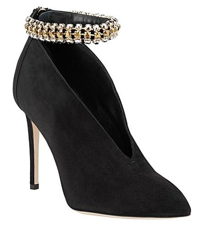 Shop Jimmy Choo Lux 100 Suede Heeled Ankle Boots In Black/gold Mix