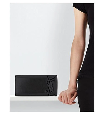 Shop Saint Laurent Smoking Leather Clutch Bag In Black