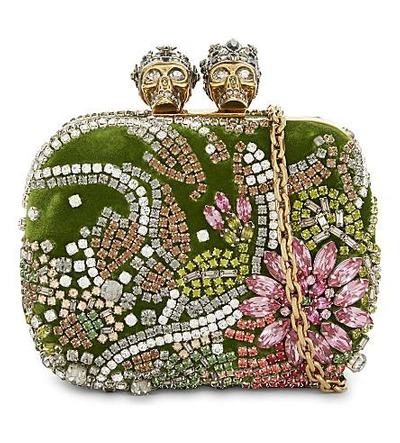 Shop Alexander Mcqueen Swarovski Velvet Clutch In Multicolor