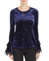 KOBI HALPERIN VELVET LACE CUFF BLOUSE - 100% EXCLUSIVE,KF7B42-17