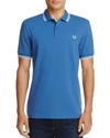 Fred Perry Tipped Pique Slim Fit Polo Shirt In School Blue/white/ecru