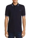 Fred Perry Tipped Pique Slim Fit Polo Shirt In Navy/snow White/pacific