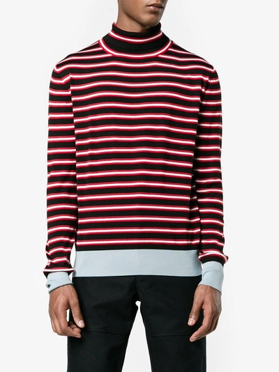 Shop Marni Striped Roll Neck Jumper In Black