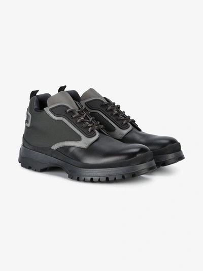 Shop Prada Mesh And Leather Boots In Black