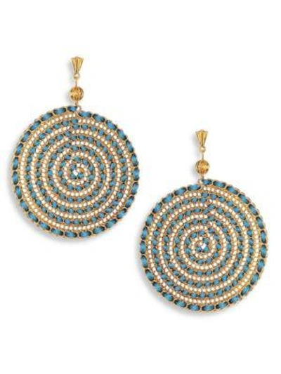 Ettika Teal Swirl Chain Earrings In Gold Blue