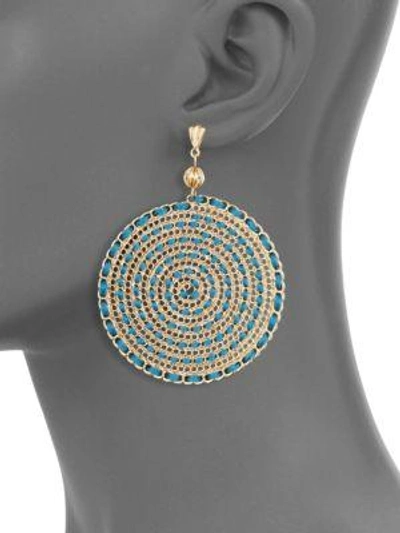 Shop Ettika Teal Swirl Chain Earrings In Gold-blue