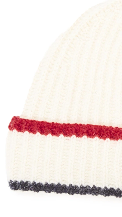 Shop Maison Kitsuné Multicolor Ribbed Hat In White