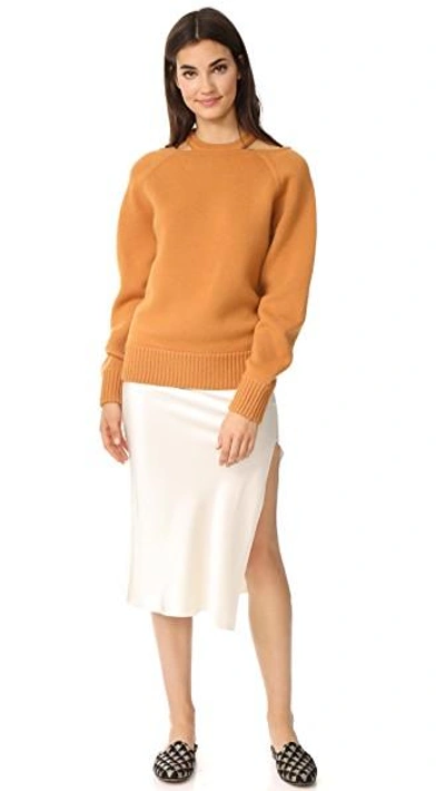 Shop Jason Wu Cashmere Sweater With Cutouts In Caramel