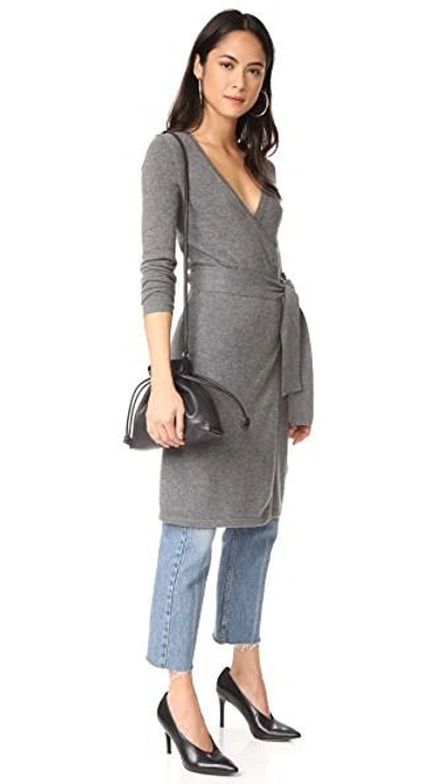 Shop Diane Von Furstenberg New Linda Cashmere Wrap Dress In Grey Melange