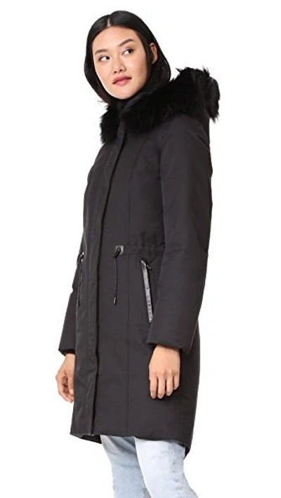 Shop Mackage Enia Down Jacket With Fur Hood In Black