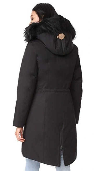 Shop Mackage Enia Down Jacket With Fur Hood In Black