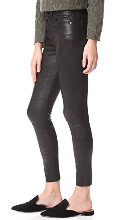 Shop 7 For All Mankind The Ankle Skinny Leather Pants In Black