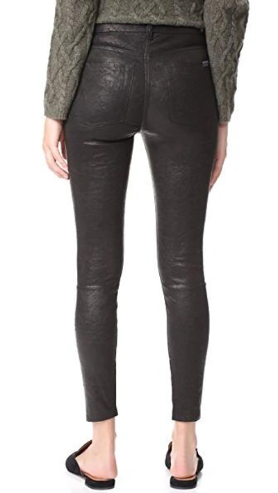 Shop 7 For All Mankind The Ankle Skinny Leather Pants In Black