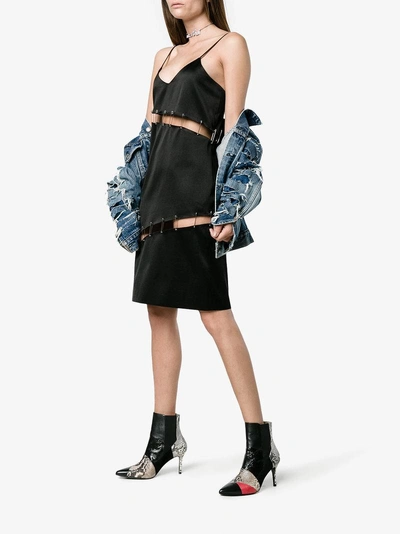 Shop Beau Souci Cutout Safety Pin Slip Dress In Black